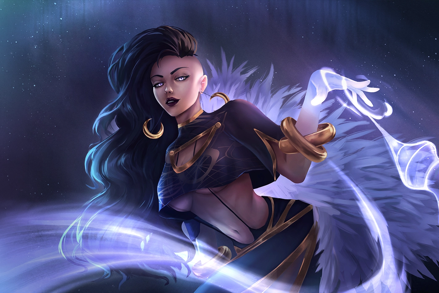 A Gates of Krystalia heroine summons a stream of glowing energy